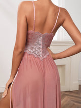 Buy SHEIN Knot Detail Split Thigh Lace Slip Dress in Pakistan