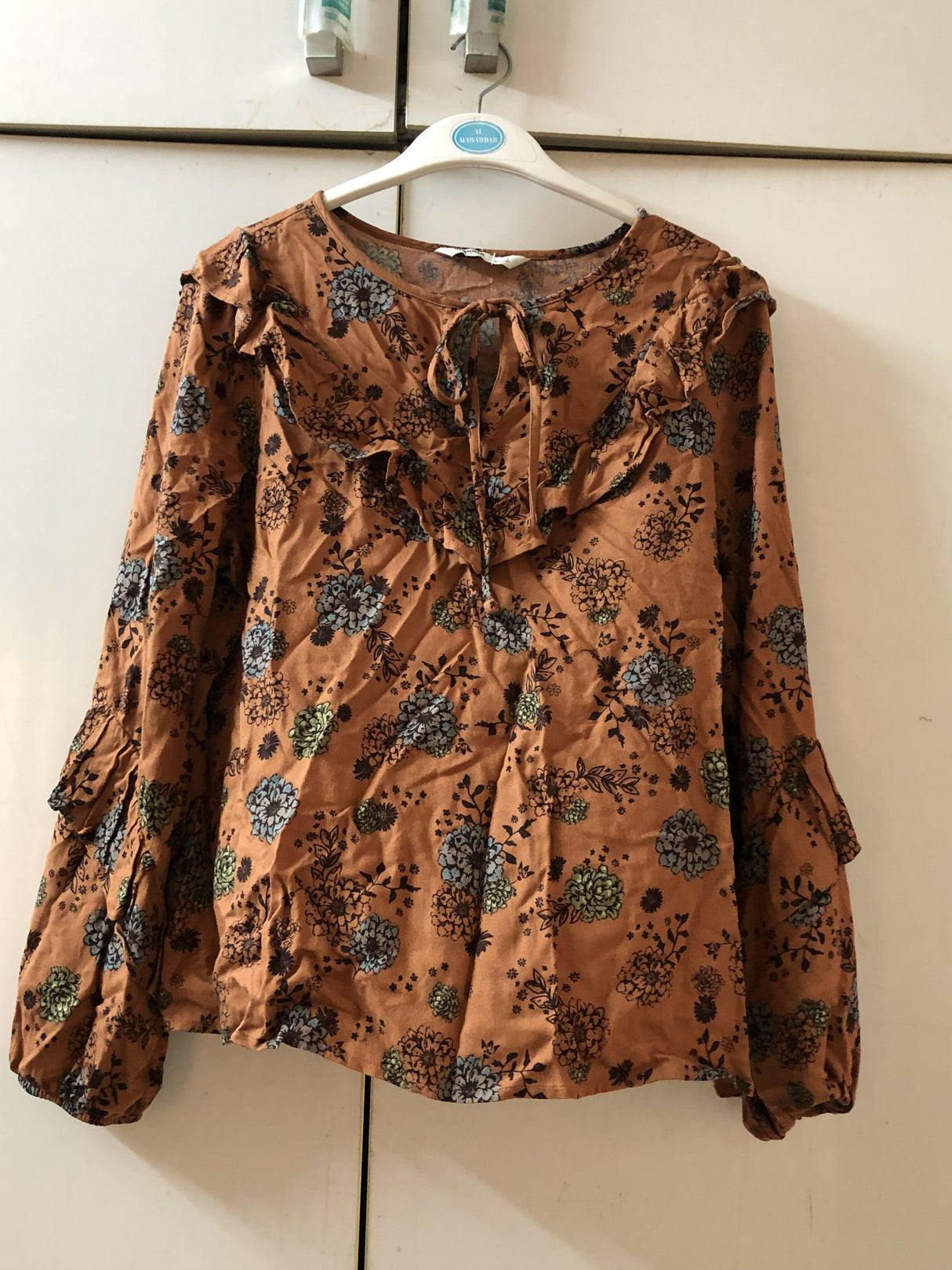 Brown Floral Top | Women Tops & Shirts | Medium | Worn Once