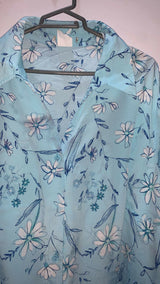 Sky Blue Floral Baggy Shirt stylish Western Top | Women Tops & Shirts | XLarge | Preloved