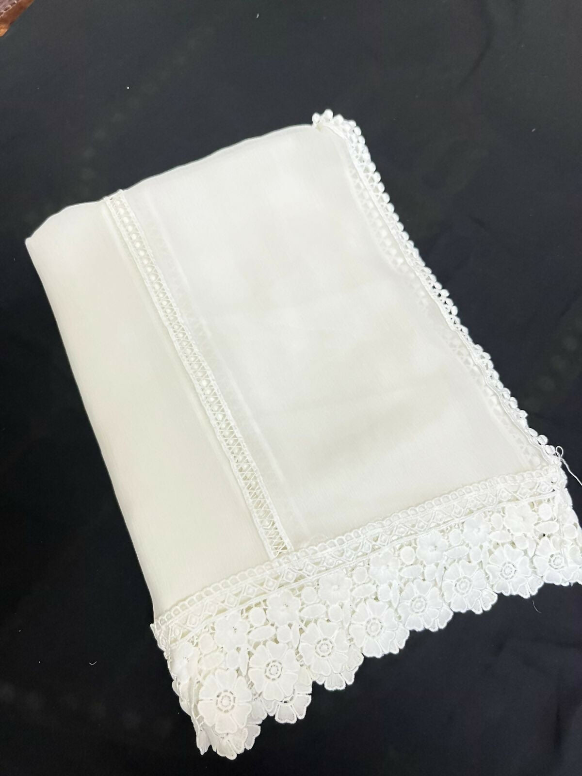 Dyeable Chiffon Lace Dupatta | Women Accessories | Duppata | Large | Brand New