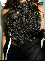 Selia | Black Silk Saree | Women Sarees | Women Branded Formals | Medium | Worn Once