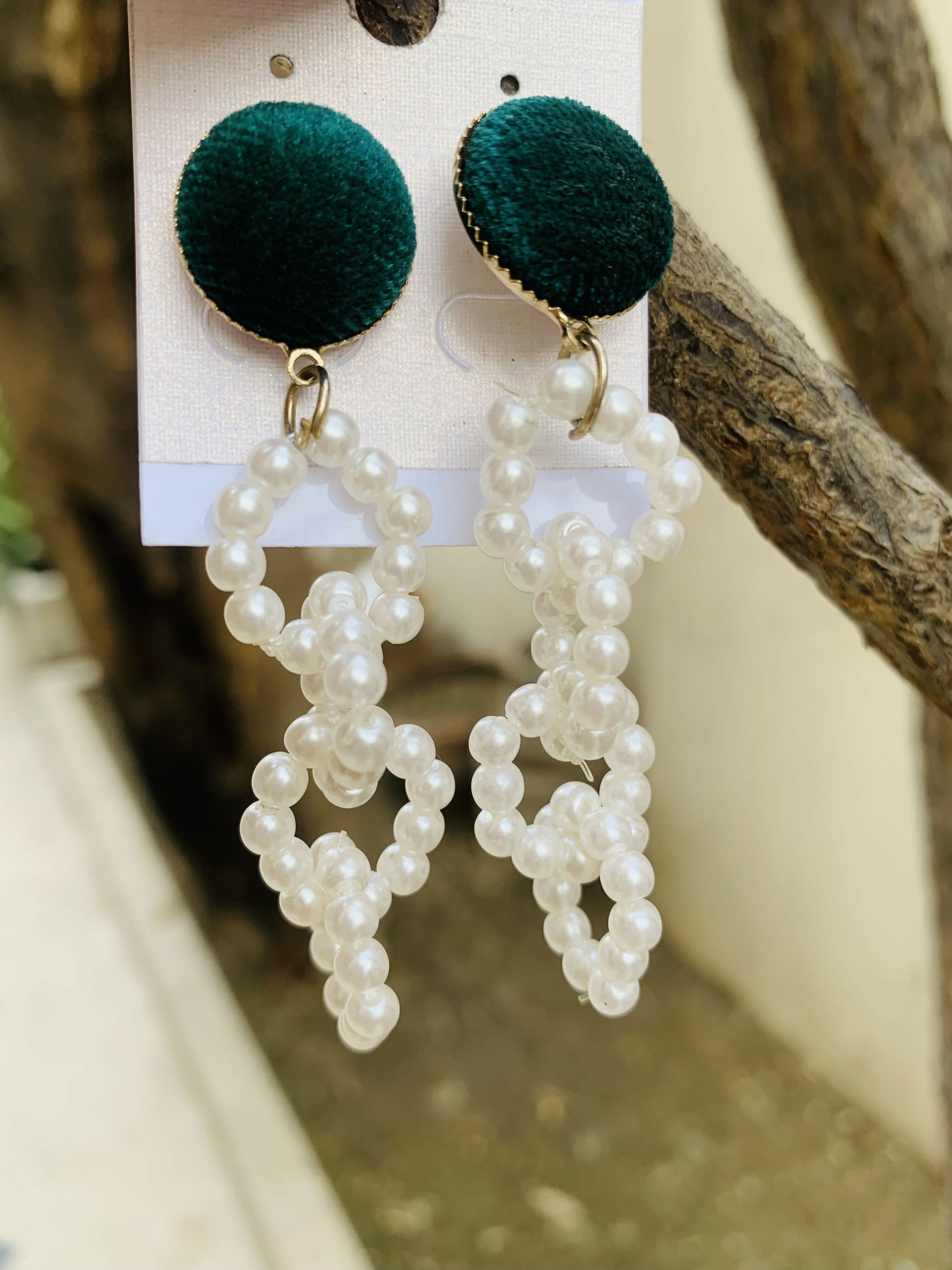 Green & white beats Earrings | Women Jewellery | Small | New