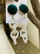 Green & white beats Earrings | Women Jewelry | Small | New
