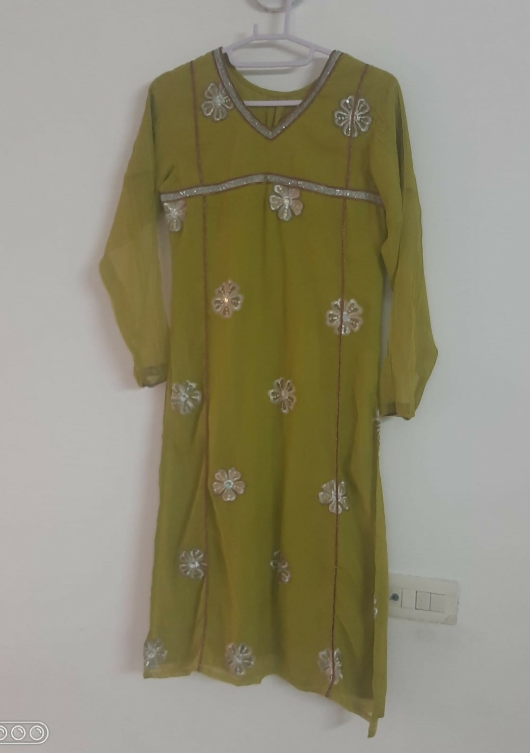 Embroidered 3 PC Dress | Women Locally Made Kurta | Olive Green | Medium | Preloved