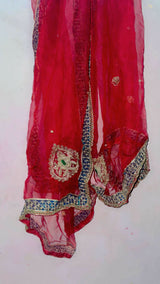 Embroidered Duppata | Women Accessories | Duppatas & Shawls | Red | Large | Preloved