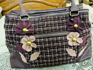 Imported from USA | Purple flowered Hand bag | Women Bags | Worn Once