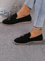 Buy SHEIN Ladies' Metal Ring Decorated Low-heeled Loafers Black in Pakistan