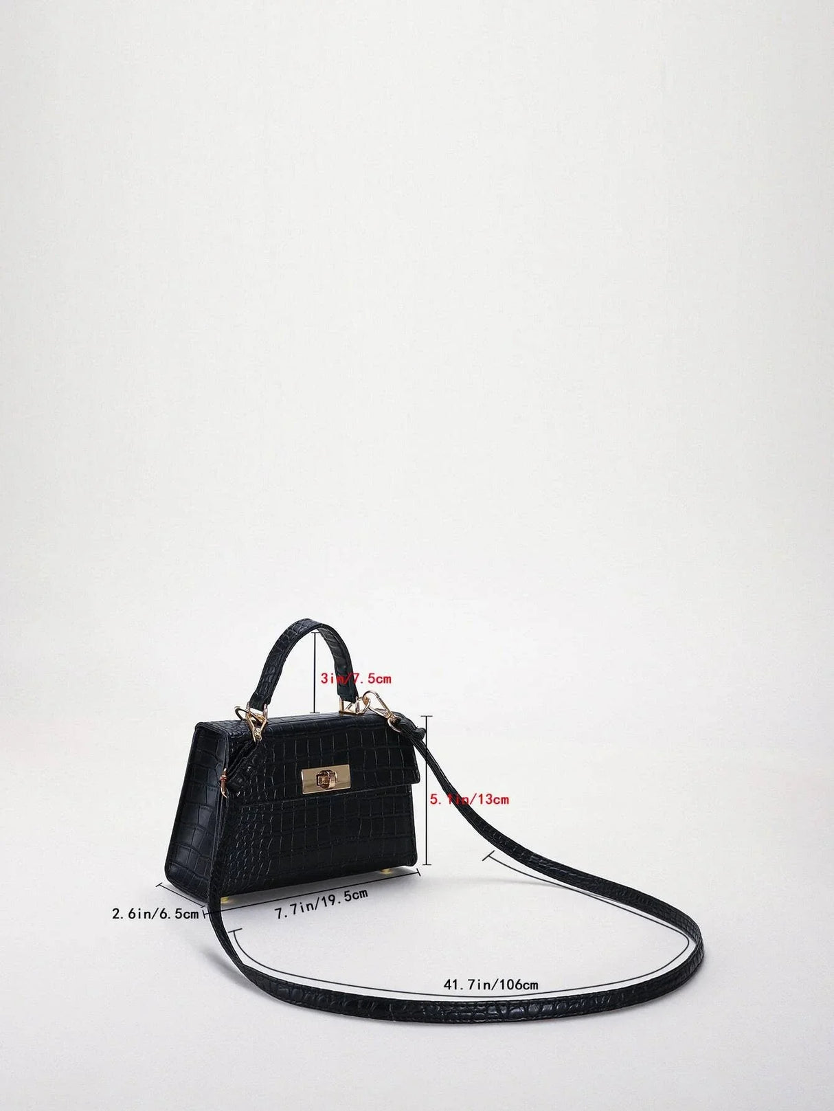 Buy SHEIN Lightweight,Business Casual Mini Crocodile Embossed Twist Lock Flap Square Bag in Pakistan