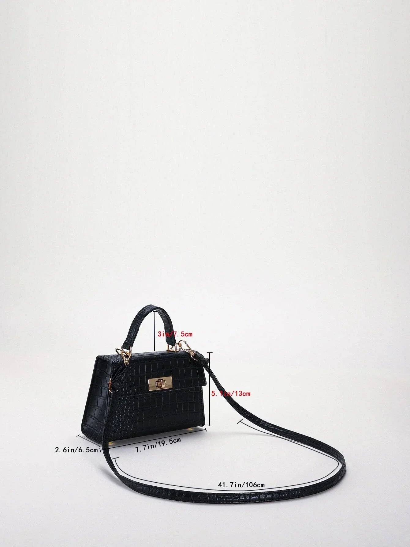 Buy SHEIN Lightweight,Business Casual Mini Crocodile Embossed Twist Lock Flap Square Bag in Pakistan