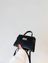Buy SHEIN Lightweight,Business Casual Mini Crocodile Embossed Twist Lock Flap Square Bag in Pakistan