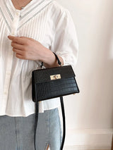 Buy SHEIN Lightweight,Business Casual Mini Crocodile Embossed Twist Lock Flap Square Bag in Pakistan