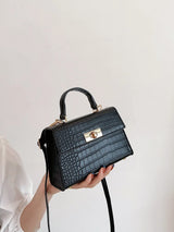Buy SHEIN Lightweight,Business Casual Mini Crocodile Embossed Twist Lock Flap Square Bag in Pakistan