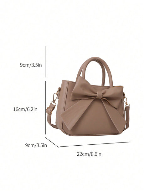 Buy SHEIN Luxurious Bow Decor Handbag Double Handle Small Faux Leather Crossbody Bag in Pakistan
