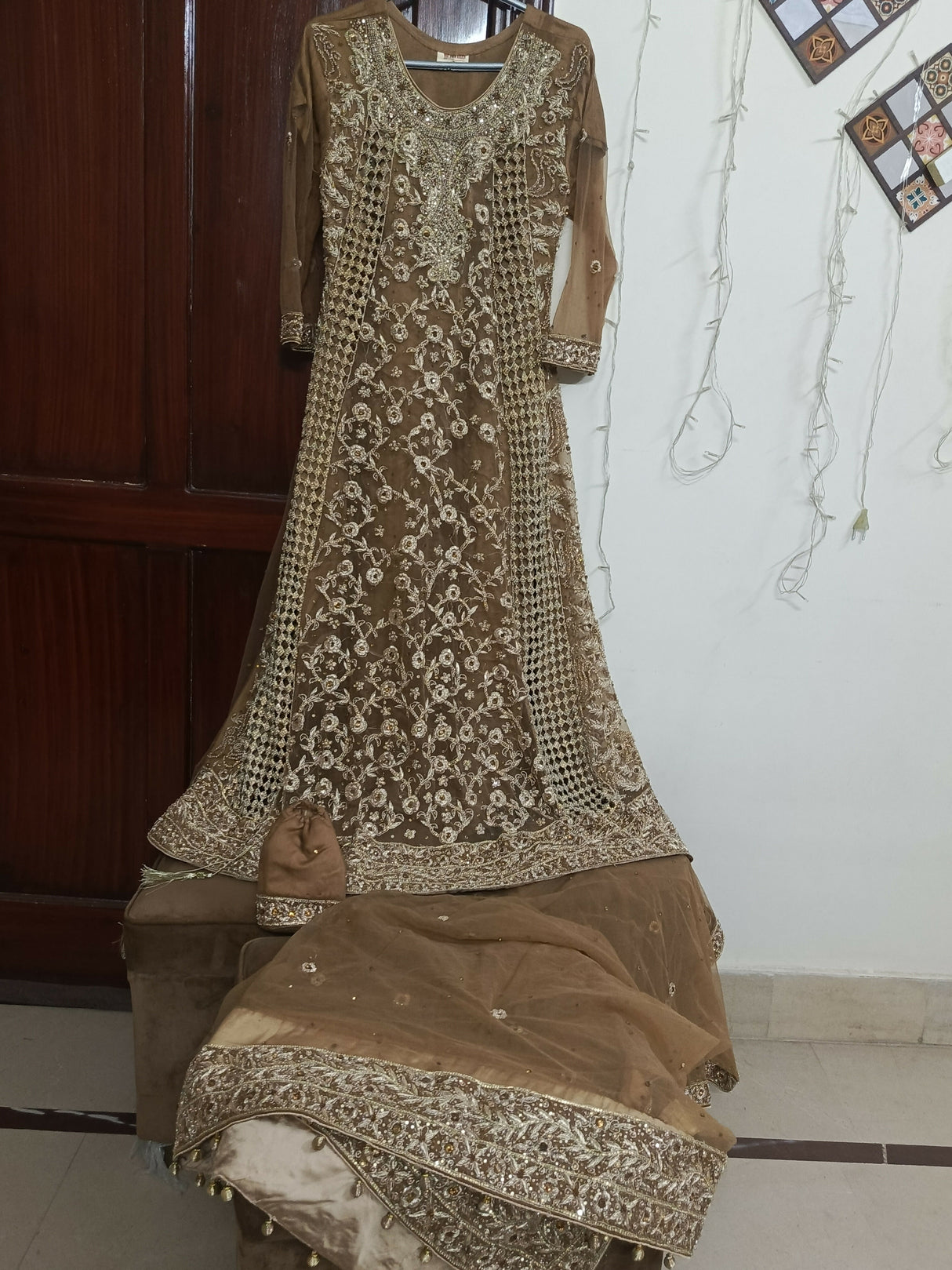 Coffee Brown Walima Maxi | Women Bridals | Small | Preloved