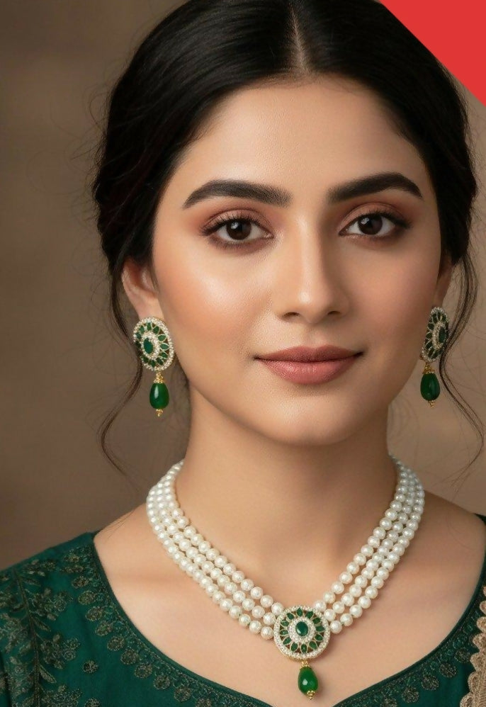 Flower Pearl Drop Necklace Set-233 | Women Jewelry | Wedding Jewelry & Sets | New