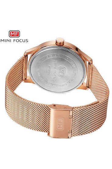 Buy Mini Focus Rose Gold Stainless Steel Mesh Brown Dial Quartz Watch for Gents- MF0018G-2 RG-ST in Pakistan