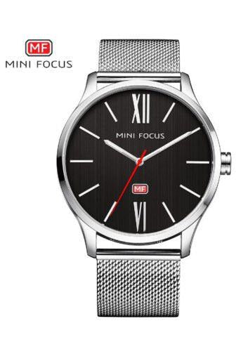 Buy Mini Focus SIlver Stainless Steel Mesh Black Dial Quartz Watch for Gents- MF0018G-3 SL-ST in Pakistan