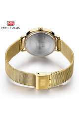 Buy Mini Focus  Golden Stainless Steel Mesh Golden Dial Quartz Watch for Ladies- MF0036L-01 in Pakistan