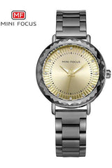 Buy Mini Focus Grey Stainless Steel Golden Dial Quartz Watch for Ladies- MF0040L-04 in Pakistan