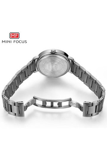 Buy Mini Focus Grey Stainless Steel Golden Dial Quartz Watch for Ladies- MF0040L-04 in Pakistan