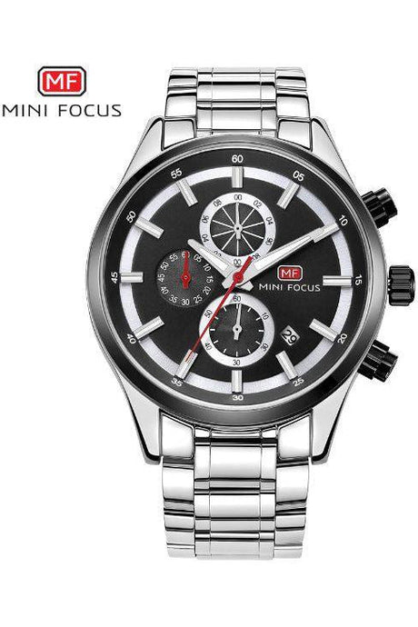 Buy Mini Focus SIlver Stainless Steel Black Dial Quartz Watch for Gents- MF0081G-01 in Pakistan