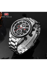 Buy Mini Focus SIlver Stainless Steel Black Dial Quartz Watch for Gents- MF0081G-01 in Pakistan
