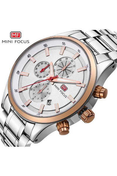 Buy Mini Focus SIlver Stainless Steel Silver Dial Quartz Watch for Gents- MF0081G-04 in Pakistan