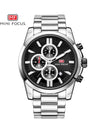 Buy Mini Focus Silver Stainless Steel Black Dial Quartz Watch for Gents- MF0134G-03 in Pakistan