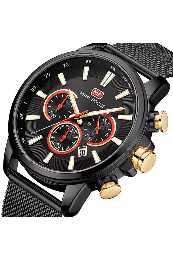 Buy Mini Focus Black Mesh Black 44.5 mm Dial Quaartz Gents Chronograph Watch- MF0142G-02 in Pakistan
