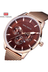 Buy Mini Focus Brown Stainless Steel Mesh Brown Dial Quartz Watch for Gents- MF0178G-01 in Pakistan