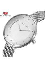 Buy Mini Focus Silver Stainless Steel Mesh Silver Dial Quartz Watch for Ladies- MF0179L-02 in Pakistan