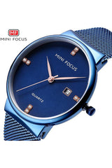 Buy Mini Focus Blue Stainless Steel Mesh Blue Dial Quartz Watch for Gents- MF0181G-5 BLU-BLU-ST in Pakistan