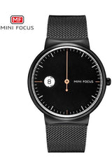 Buy Mini Focus Black Stainless Steel Mesh Black Dial Quartz Watch for Gents- MF0182G-02 in Pakistan