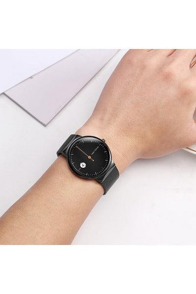 Buy Mini Focus Black Stainless Steel Mesh Black Dial Quartz Watch for Gents- MF0182G-02 in Pakistan
