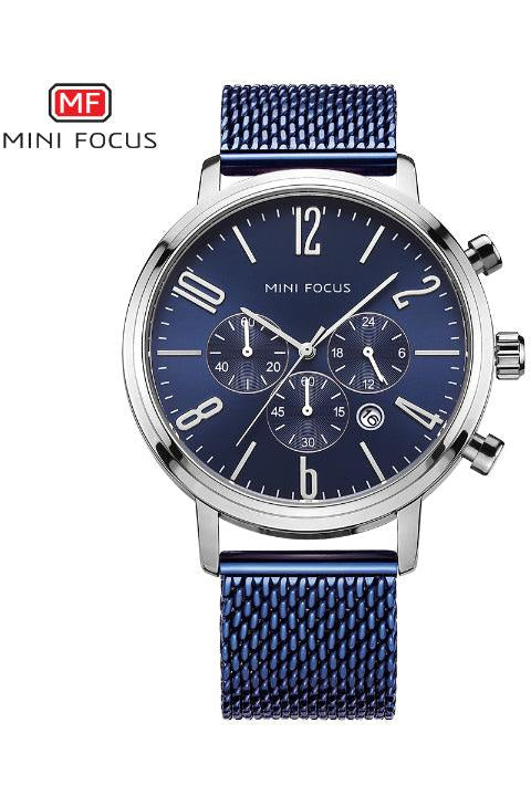 Buy Mini Focus Blue Stainless Steel Mesh Blue Dial Quartz Watch for Gents- MF0183G-1 BLU-BLU-ST in Pakistan