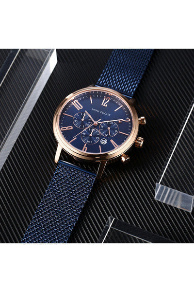 Buy Mini Focus Blue Stainless Steel Mesh Blue Dial Quartz Watch for Gents- MF0183G-2 RG-BLU-ST in Pakistan
