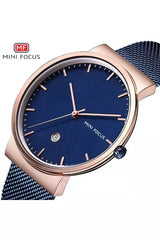 Buy Mini Focus Blue Stainless Steel Mesh Blue Dial Quartz Watch for Gents- MF0184G-4 RG-BLU-ST in Pakistan