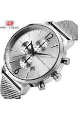 Buy Mini Focus Silver Stainless Steel Mesh Silver Dial Quartz Watch for Gents- MF0185G-1 SL-ST in Pakistan