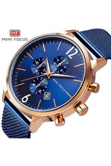 Buy Mini Focus Blue Stainless Steel Mesh Blue Dial Quartz Watch for Gents- MF0185G-2 RG-BLU-ST in Pakistan