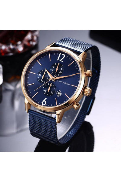 Buy Mini Focus Blue Stainless Steel Mesh Blue Dial Quartz Watch for Gents- MF0185G-2 RG-BLU-ST in Pakistan