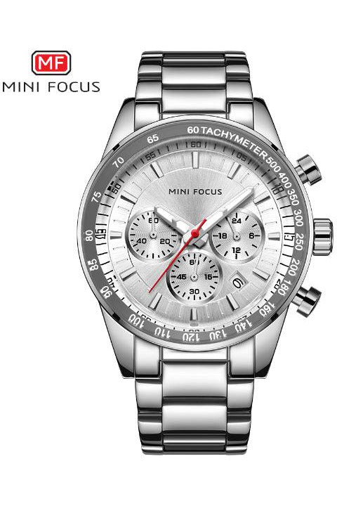 Buy Mini Focus Silver Stainless Steel Silver Dial Quartz Watch for Gents- MF0187G-02 in Pakistan