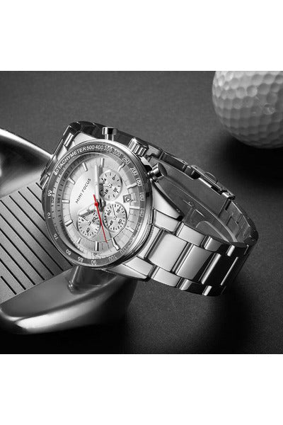 Buy Mini Focus Silver Stainless Steel Silver Dial Quartz Watch for Gents- MF0187G-02 in Pakistan