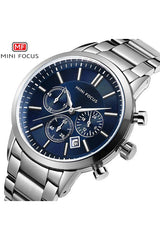 Buy Mini Focus Silver Stainless Steel Dark Blue Dial Quartz Watch for Gents- MF0188G-02 in Pakistan