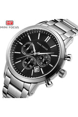 Buy Mini Focus SIlver Stainless Steel Black Dial Quartz Watch for Gents- MF 0188G-3 in Pakistan
