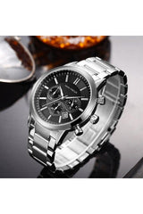 Buy Mini Focus SIlver Stainless Steel Black Dial Quartz Watch for Gents- MF 0188G-3 in Pakistan