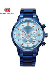 Buy Mini Focus Blue Stainless Steel Sky Blue Dial Quartz Watch for Gents- MF0188G-05 in Pakistan