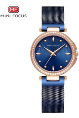 Buy Mini Focus Blue Stainless Steel Mesh Blue Dial Quartz Watch for Ladies- MF0194L-01 in Pakistan