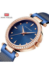 Buy Mini Focus Blue Stainless Steel Mesh Blue Dial Quartz Watch for Ladies- MF0194L-01 in Pakistan