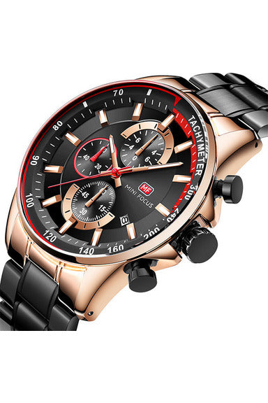 Buy Mini Focus Black Stainless Steel Black 46 mm Dial Quartz Gents Chronograph Watch- MF0218G-02 in Pakistan