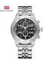 Buy Mini Focus Silver Stainless Steel Black Dial Quartz Watch for Gents- MF0230G-02 in Pakistan